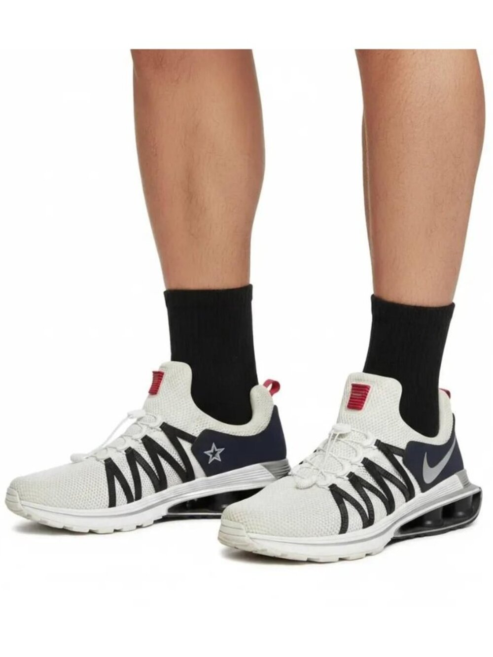 Nike Shox Gravity White Metallic Silver/Black Running Shoes Men's US Size 13